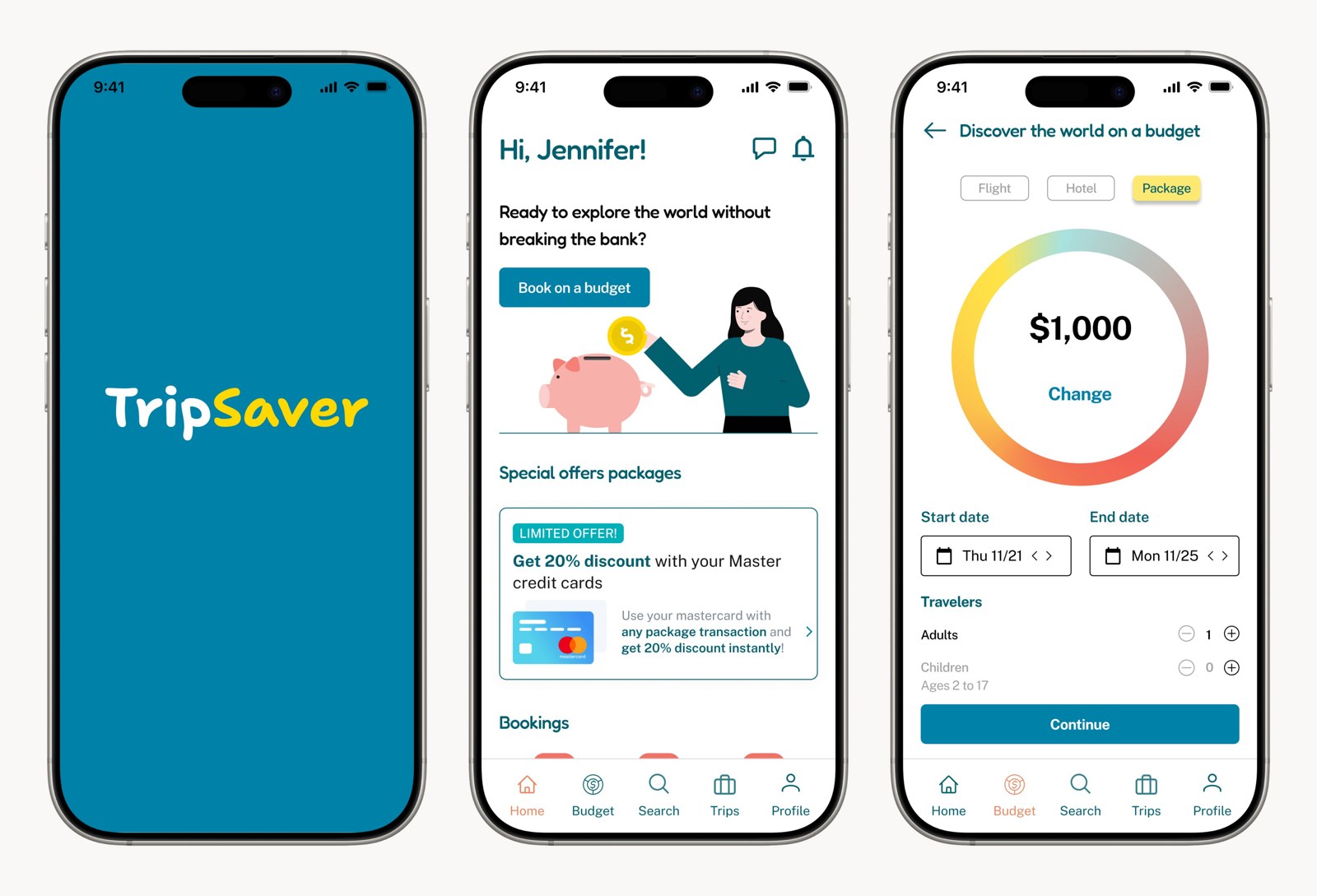 TripSaver - final app designs